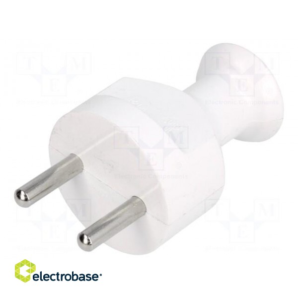 Connector: AC supply | male | plug | 2P | 230VAC | 16A | Type: round | white paveikslėlis 1