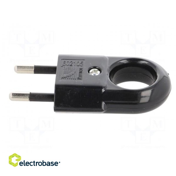 Connector: AC supply | male | plug | 2P | 250VAC | 10A | Type: flat | black paveikslėlis 3