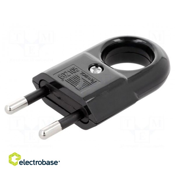 Connector: AC supply | male | plug | 2P | 250VAC | 10A | Type: flat | black paveikslėlis 1