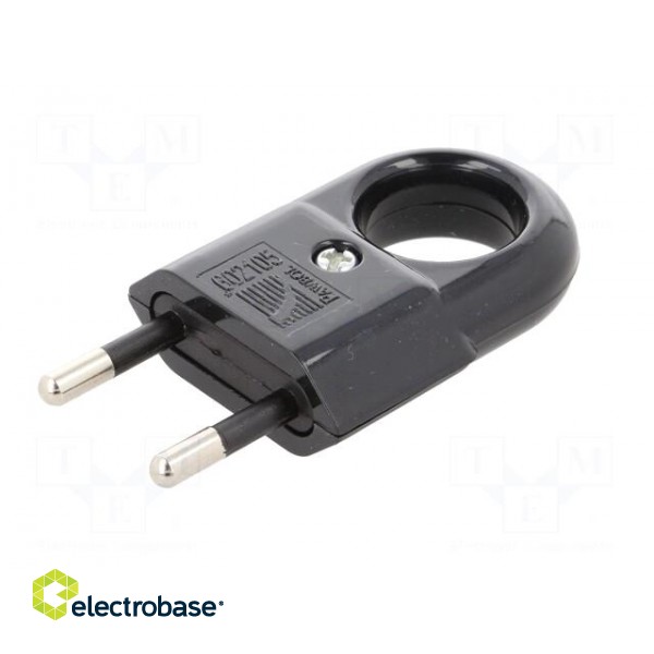 Connector: AC supply | male | plug | 2P | 250VAC | 10A | Type: flat | black image 2