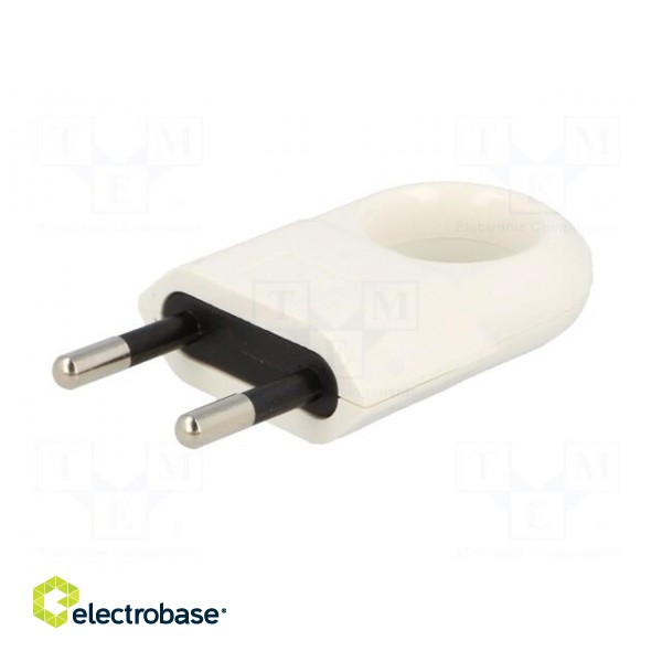 Connector: AC supply | male | plug | 2P | 250VAC | 10A | Type: flat | white фото 2