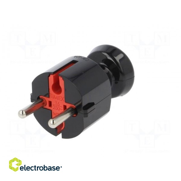 Connector: AC supply | male | plug | 2P | 250VAC | 16A | black | for cable image 2