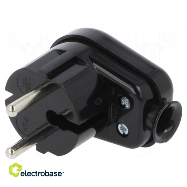 Connector: AC supply | male | plug | 2P | 250VAC | 16A | black | for cable paveikslėlis 1