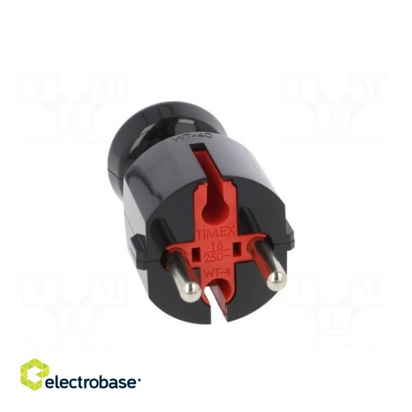 Connector: AC supply | male | plug | 2P | 250VAC | 16A | black | for cable фото 9