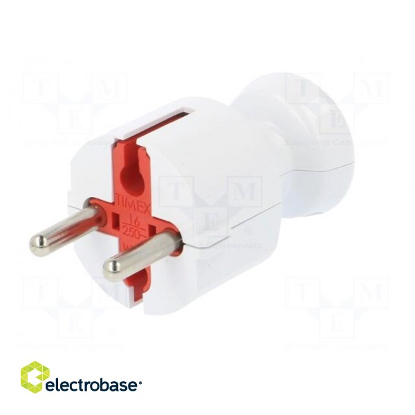 Connector: AC supply | male | plug | 2P | 250VAC | 16A | white | for cable paveikslėlis 2