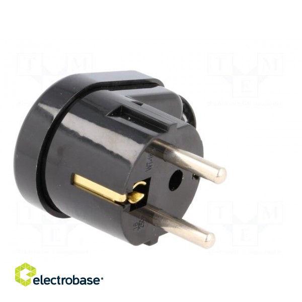 Connector: AC supply | male | plug | 2P+PE | 230VAC | 16A | black | PIN: 3 фото 3