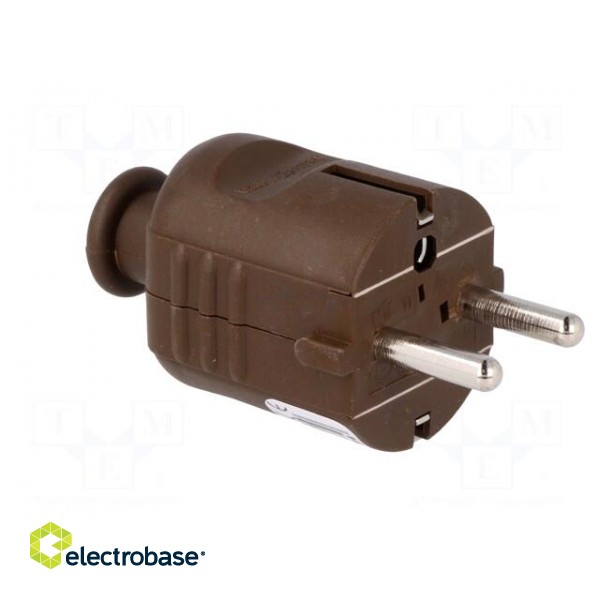 Connector: AC supply | male | plug | 2P+PE | 230VAC | 16A | brown | PIN: 3 фото 8