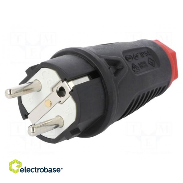 Connector: AC supply | male | plug | 2P+PE | 250VAC | 16A | for cable image 1