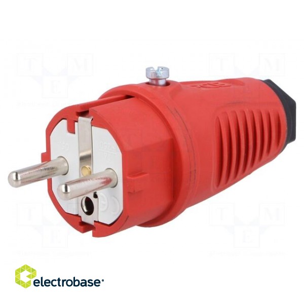 Connector: AC supply | male | plug | 2P+PE | 250VAC | 16A | for cable фото 1