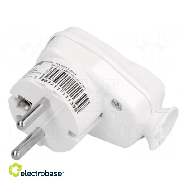 Connector: AC supply | male | plug | 2P+PE | 250VAC | 16A | white | PIN: 3 image 1