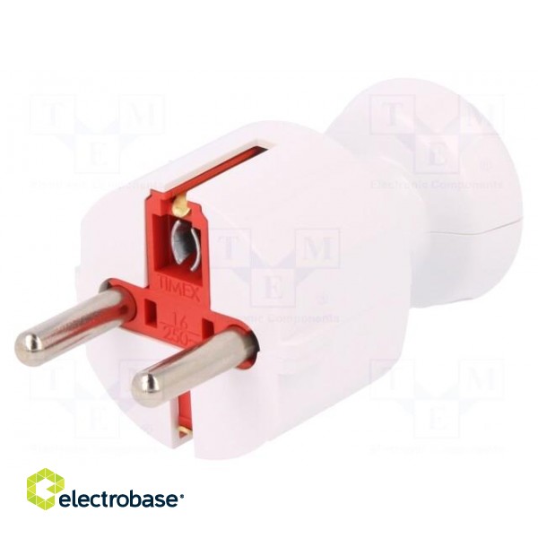 Connector: AC supply | male | plug | 2P+PE | 250VAC | 16A | white | PIN: 3 image 1