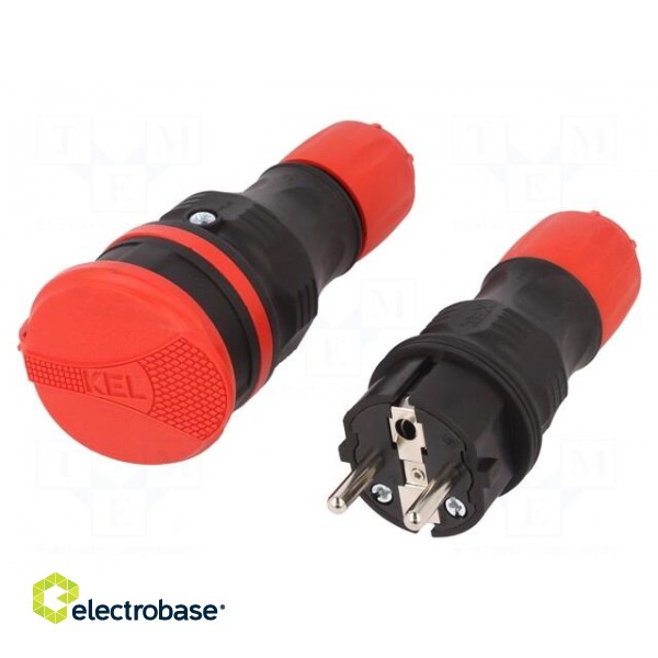 Connector: AC supply | male,female | socket,plug | 2P+PE | 250VAC | 16A image 1