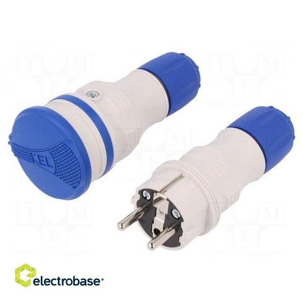 Connector: AC supply | male,female | socket,plug | 2P+PE | 250VAC | 16A paveikslėlis 1