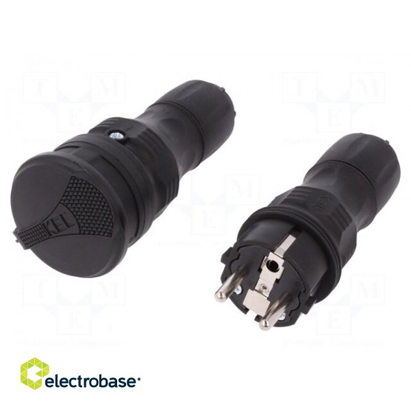 Connector: AC supply | male,female | socket,plug | 2P+PE | 250VAC | 16A paveikslėlis 1