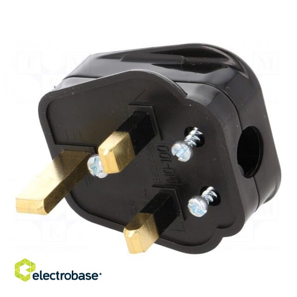 Connector: AC supply | plug | 2P+PE | 250VAC | 13A | black | PIN: 3 | angled