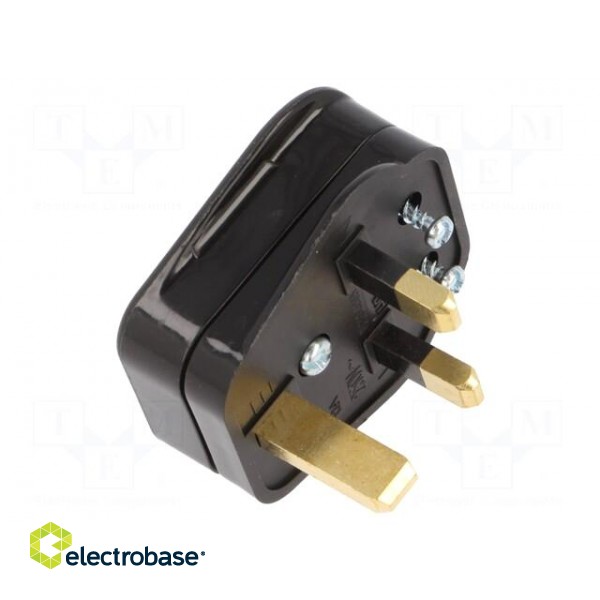 Connector: AC supply | plug | 2P+PE | 250VAC | 3A | black | PIN: 3 | angled image 1