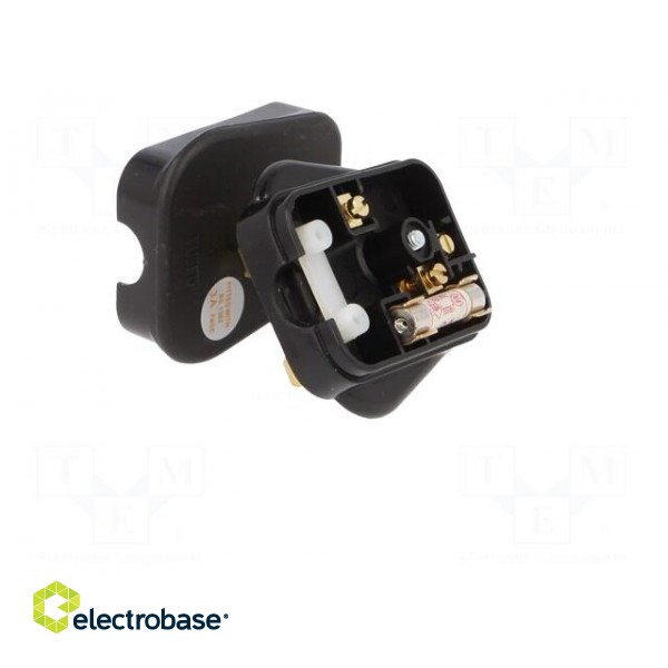 Connector: AC supply | plug | 2P+PE | 250VAC | 3A | black | PIN: 3 | angled image 3