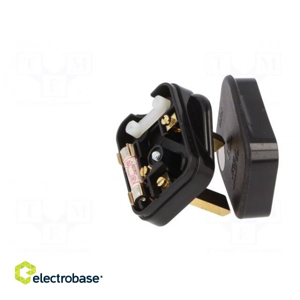 Connector: AC supply | plug | 2P+PE | 250VAC | 3A | black | PIN: 3 | angled image 6