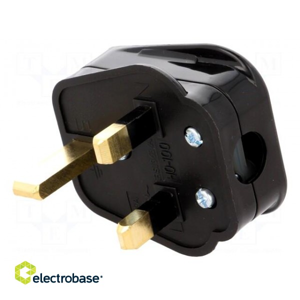 Connector: AC supply | plug | 2P+PE | 250VAC | 5A | black | PIN: 3 | angled image 1