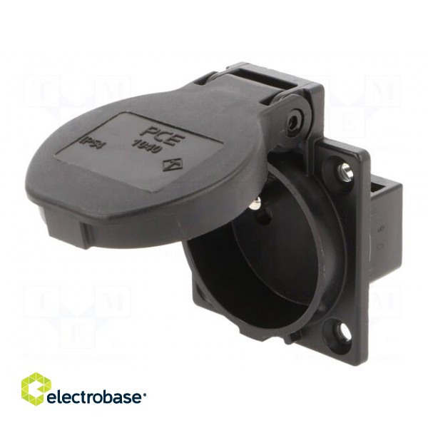 Connector: AC supply | socket | 2P+PE | 230VAC | 16A | black | PIN: 3 | IP54 paveikslėlis 1
