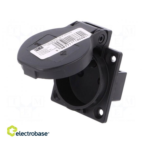 Connector: AC supply | socket | 2P+PE | 230VAC | 16A | black | PIN: 3 | IP54 image 1