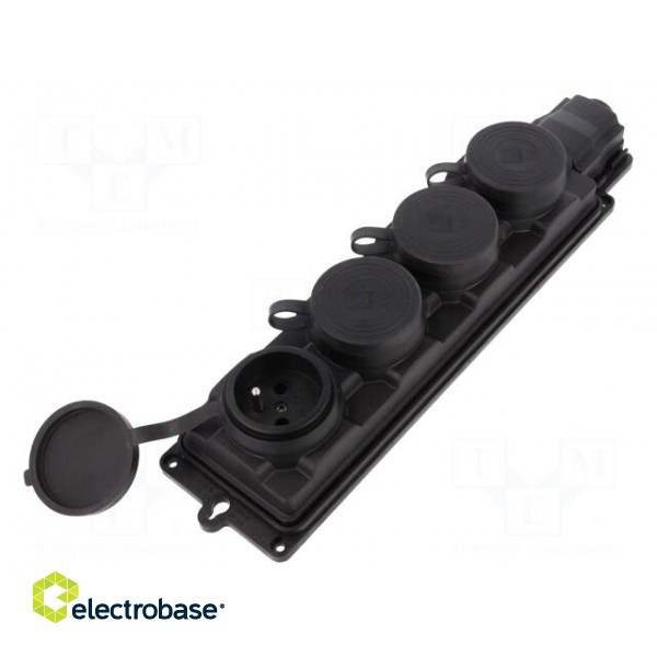 Connector: AC supply | socket | 2P+PE | 250VAC | 16A | black | IP44 фото 1