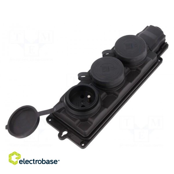 Connector: AC supply | socket | 2P+PE | 250VAC | 16A | black | IP44 image 1