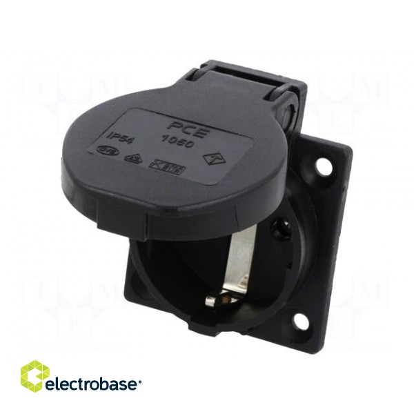 Connector: AC supply | socket | 2P+PE | 250VAC | 16A | black | PIN: 3 image 1
