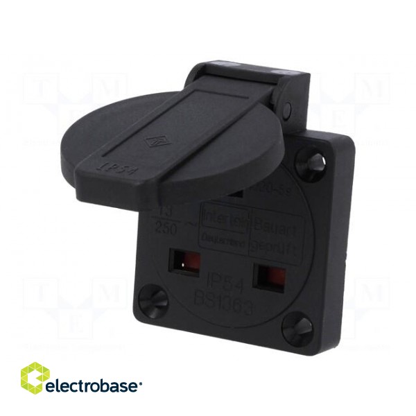 Connector: AC supply | socket | 2P+PE | 250VAC | 16A | black | PIN: 3 | IP54 image 1