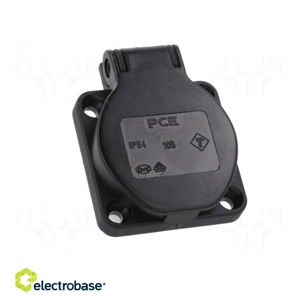 Connector: AC supply | socket | 2P+PE | 250VAC | 16A | black | PIN: 3 | IP54 image 10
