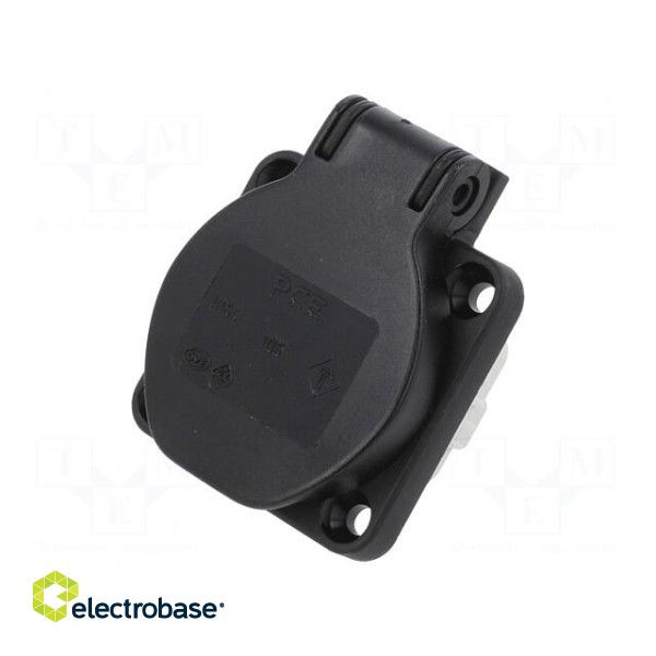 Connector: AC supply | socket | 2P+PE | 250VAC | 16A | black | PIN: 3 | IP54 image 1
