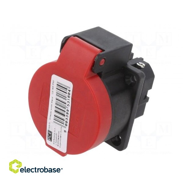 Connector: AC supply | socket | 2P+PE | 250VAC | 16A | black,red | PIN: 3 image 1
