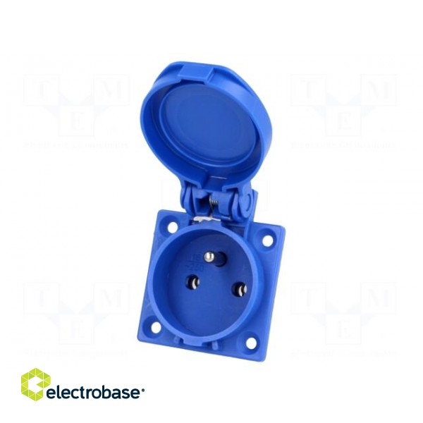 Connector: AC supply | socket | 2P+PE | 250VAC | 16A | blue | PIN: 3 фото 2