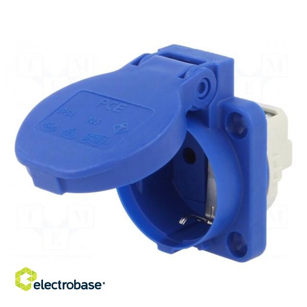 Connector: AC supply | socket | 2P+PE | 250VAC | 16A | blue | PIN: 3 | IP54 image 1