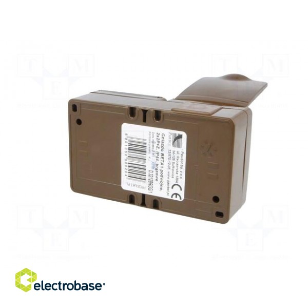 Connector: AC supply | socket | 2P+PE | 250VAC | 16A | brown | PIN: 3 | IP44 фото 6