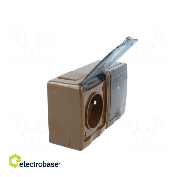 Connector: AC supply | socket | 2P+PE | 250VAC | 16A | brown | PIN: 3 | IP44 paveikslėlis 8