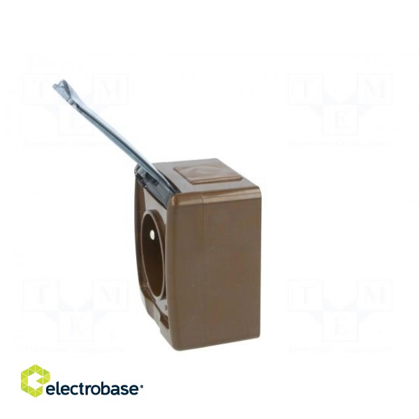 Connector: AC supply | socket | 2P+PE | 250VAC | 16A | brown | PIN: 3 | IP44 image 3