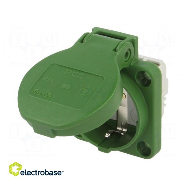 Connector: AC supply | socket | 2P+PE | 250VAC | 16A | green | PIN: 3 | IP54 paveikslėlis 1