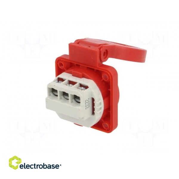 Connector: AC supply | socket | 2P+PE | 250VAC | 16A | red | PIN: 3 | IP54 paveikslėlis 6