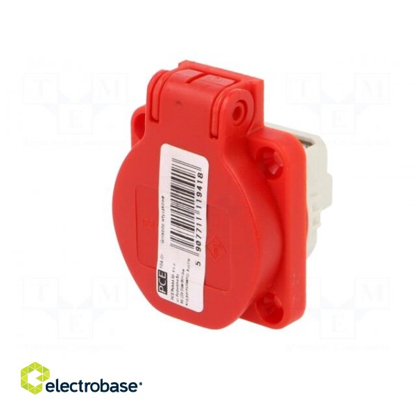 Connector: AC supply | socket | 2P+PE | 250VAC | 16A | red | PIN: 3 | IP54 фото 2