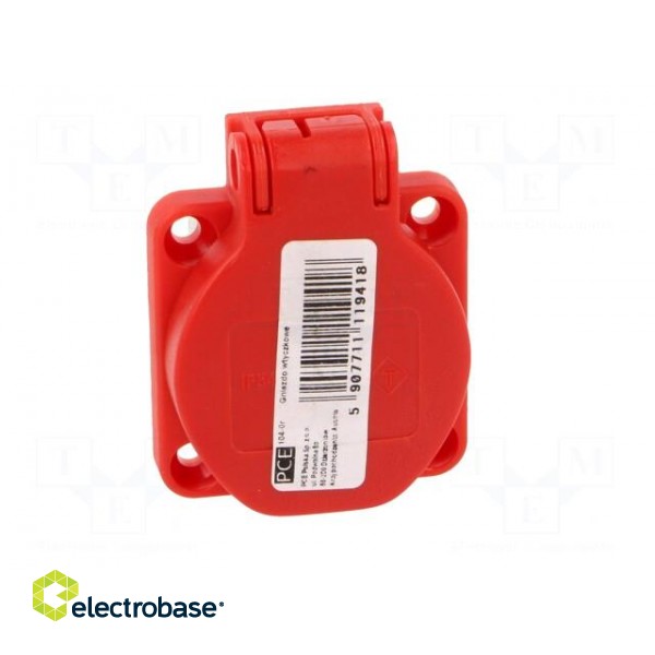Connector: AC supply | socket | 2P+PE | 250VAC | 16A | red | PIN: 3 | IP54 image 9