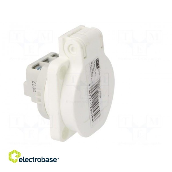 Connector: AC supply | socket | 2P+PE | 250VAC | 16A | white | PIN: 3 | IP54 image 8