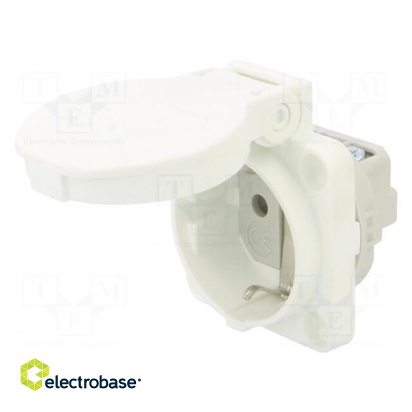 Connector: AC supply | socket | 2P+PE | 250VAC | 16A | white | PIN: 3 | IP54 image 1