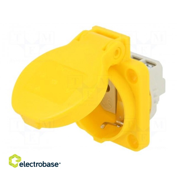 Connector: AC supply | socket | 2P+PE | 250VAC | 16A | yellow | PIN: 3 image 1