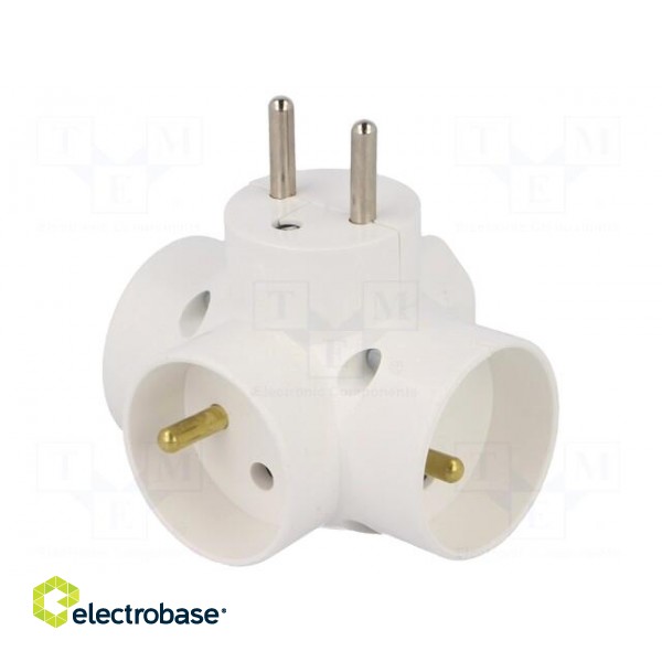 Connector: AC supply | splitter | 2P,2P+PE | white | Output: 4x socket image 1