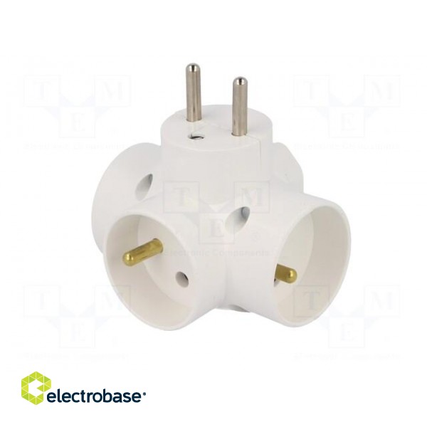 Connector: AC supply | splitter | 2P,2P+PE | white | Output: 4x socket image 2