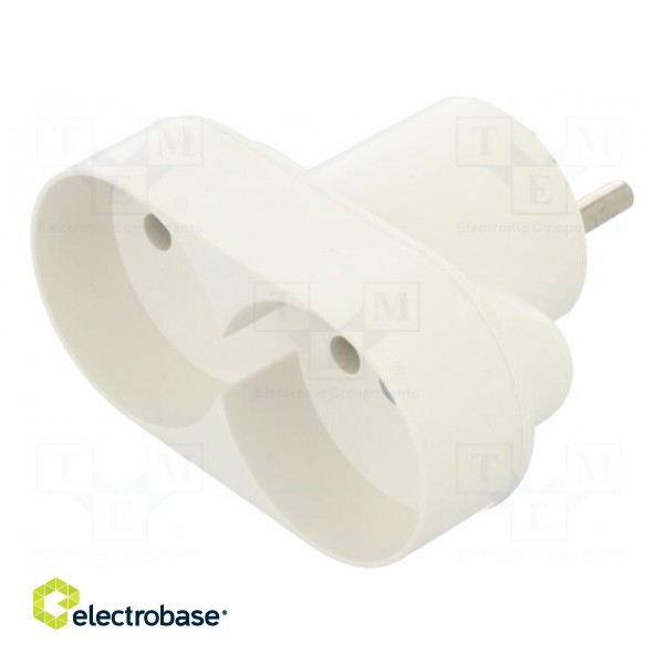 Connector: AC supply | splitter | 2P | 250VAC | 16A | Type: round | white фото 1