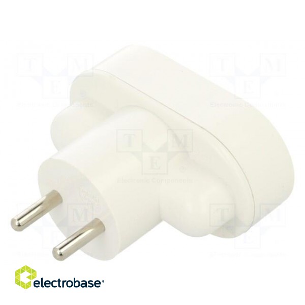 Connector: AC supply | splitter | 2P | 250VAC | 16A | Type: round | white фото 2