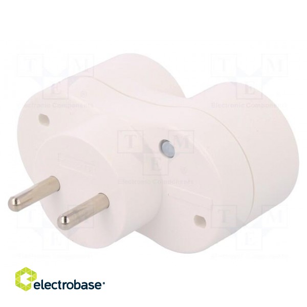 Connector: AC supply | splitter | 2P | 250VAC | 16A | Type: round | white image 1