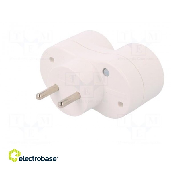 Connector: AC supply | splitter | 2P | 250VAC | 16A | Type: round | white image 2